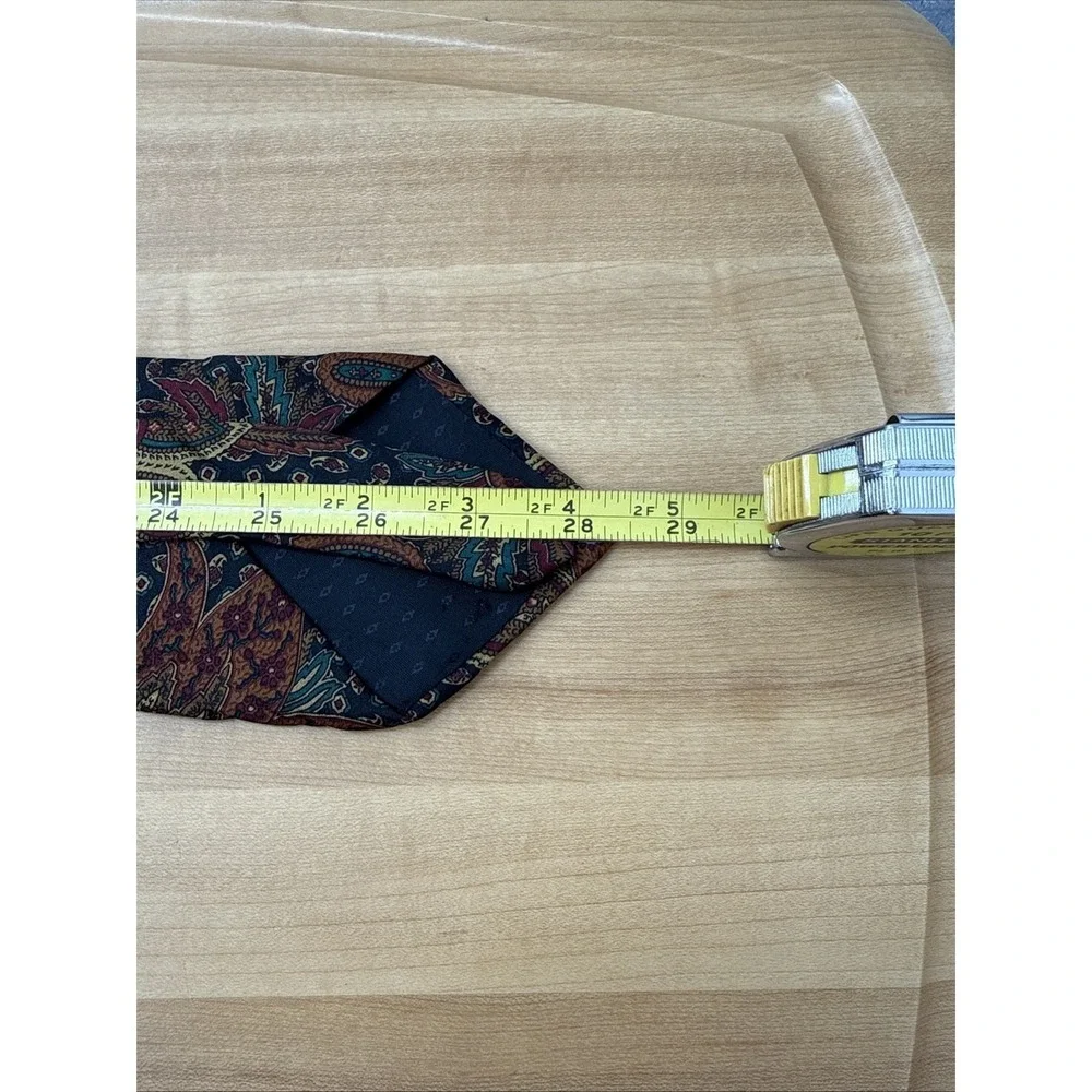 Vntg Henry Grethel 100% Italian Silk Tie Black Teal Burgundy Gold Floral